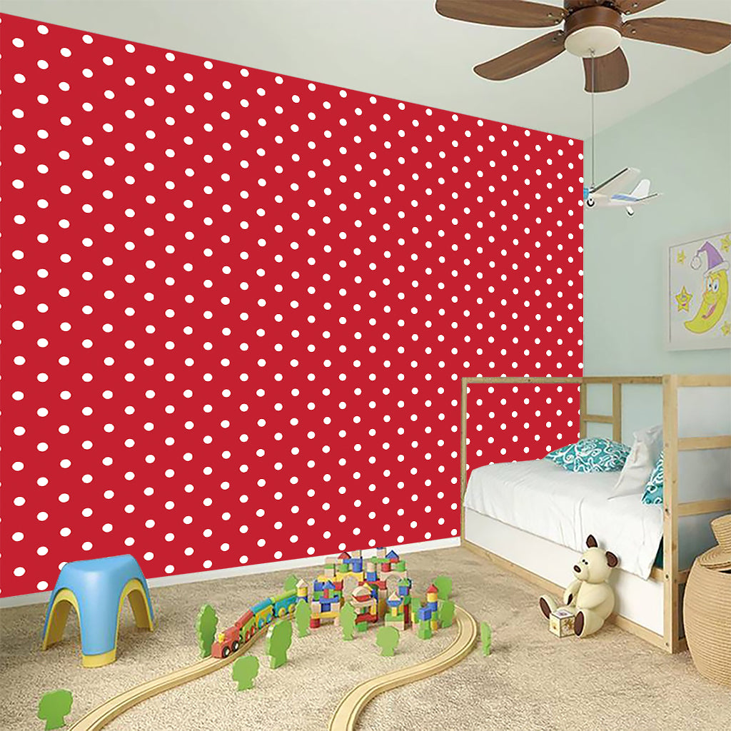 Red And White Christmas Dots Print Wall Sticker