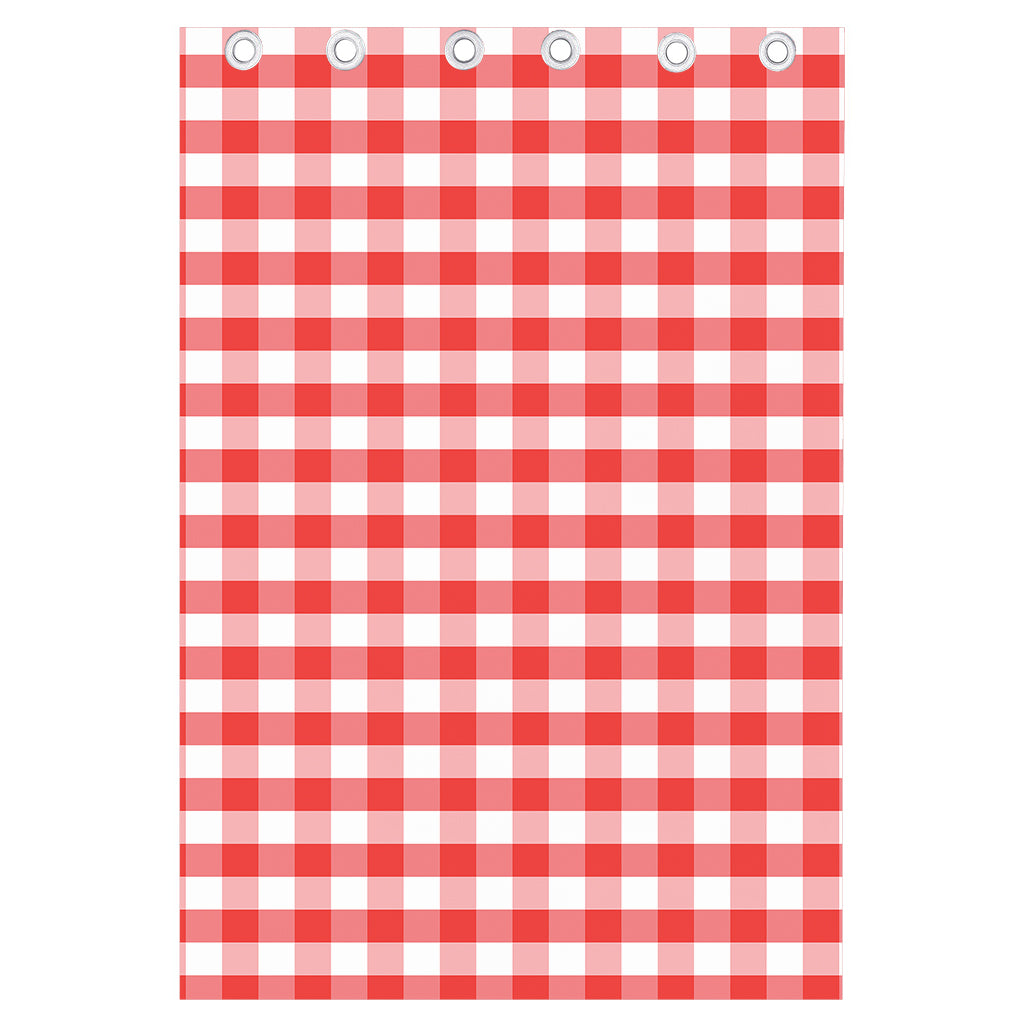 Red And White Gingham Pattern Print Curtain