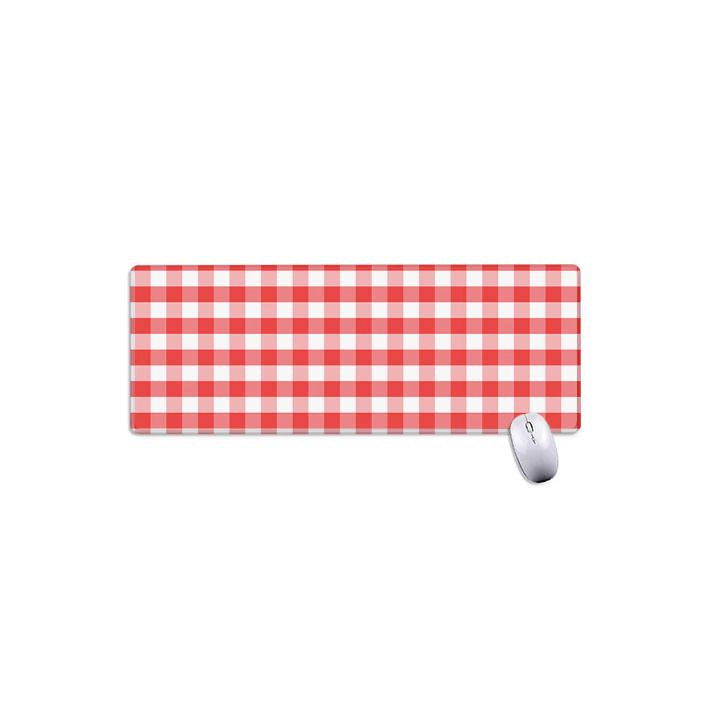 Red And White Gingham Pattern Print Extended Mouse Pad