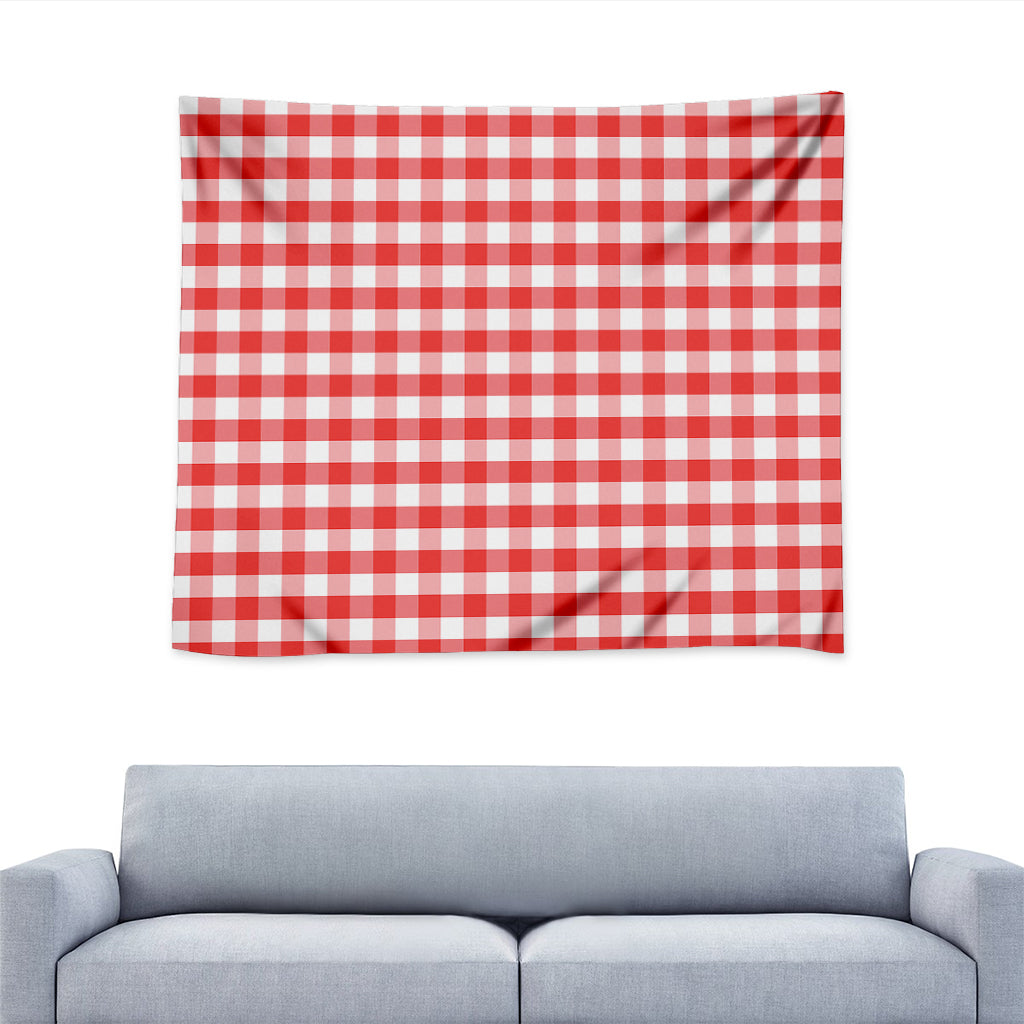 Red And White Gingham Pattern Print Tapestry
