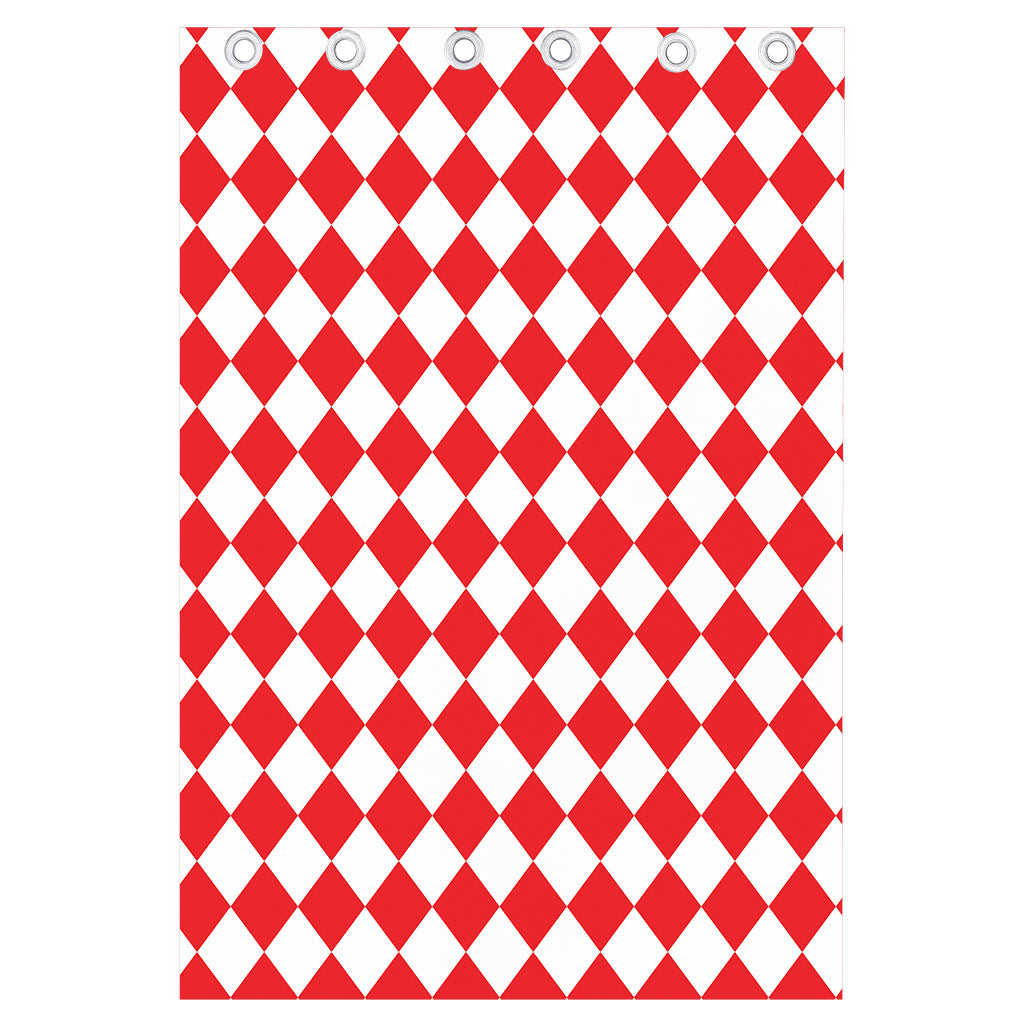 Red And White Harlequin Pattern Print Curtain