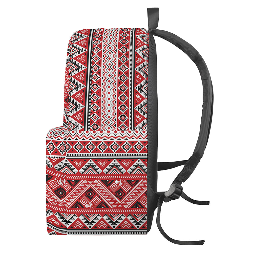 Red And White Native Tribal Print Backpack