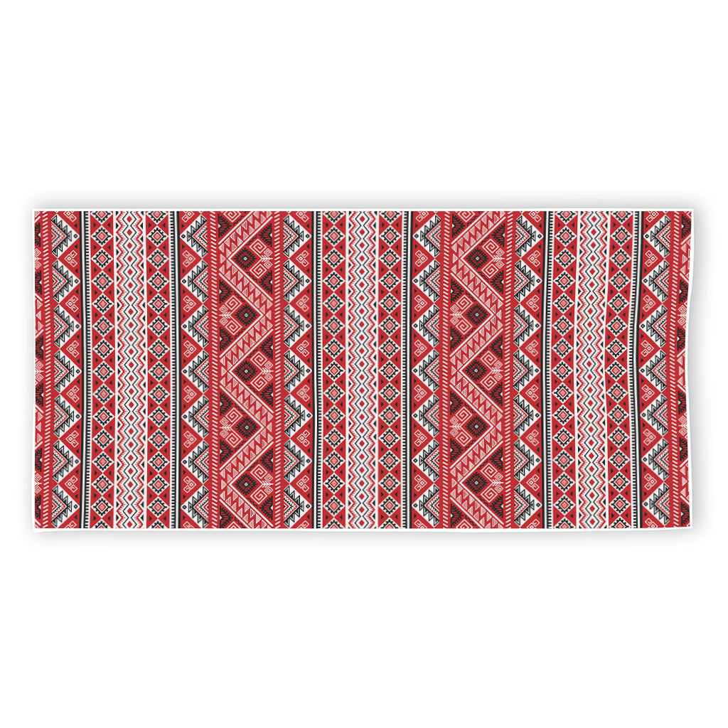 Red And White Native Tribal Print Beach Towel