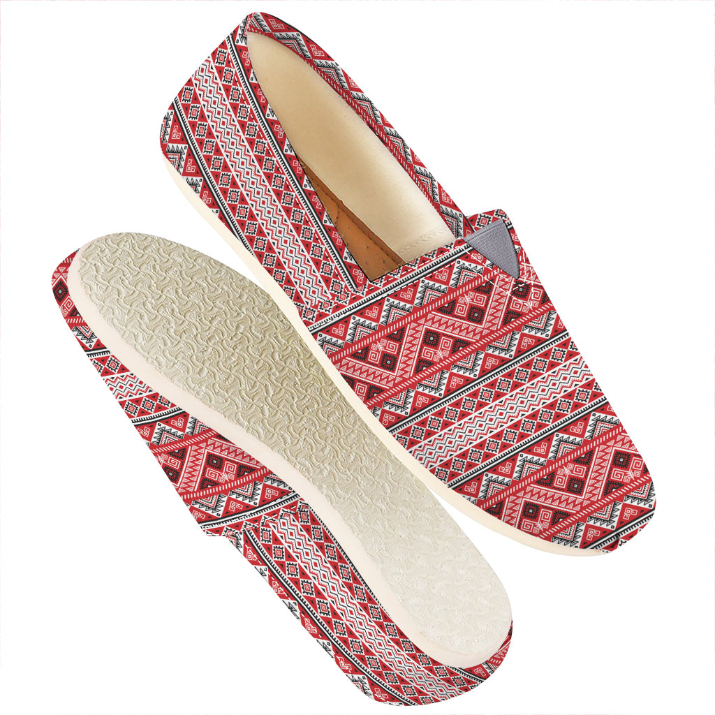 Red And White Native Tribal Print Casual Shoes