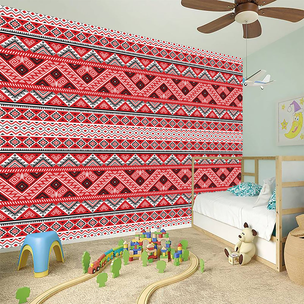 Red And White Native Tribal Print Wall Sticker