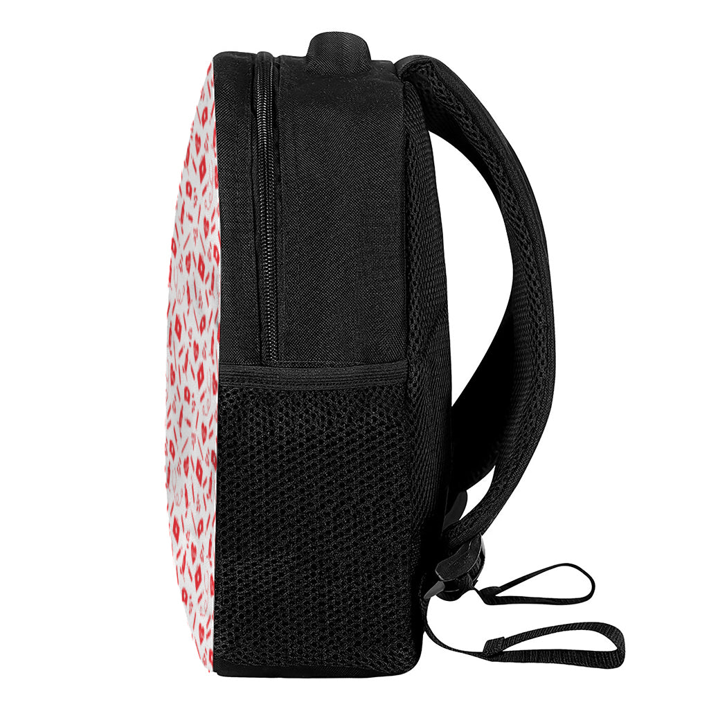 Red And White Nurse Pattern Print Casual Backpack