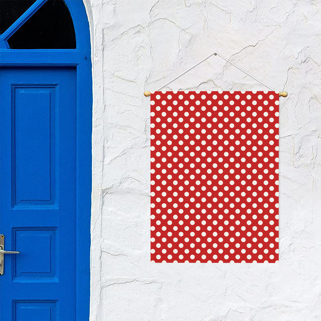 Red And White Polka Dot Pattern Print Garden Flag
