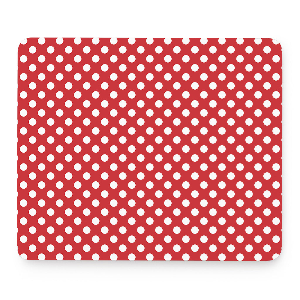 Red And White Polka Dot Pattern Print Mouse Pad