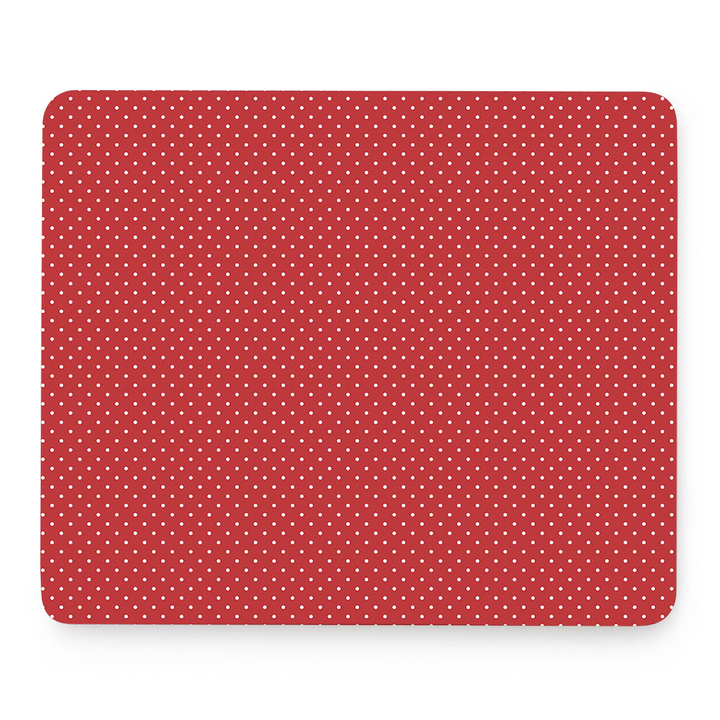 Red And White Polka Dot Print Mouse Pad
