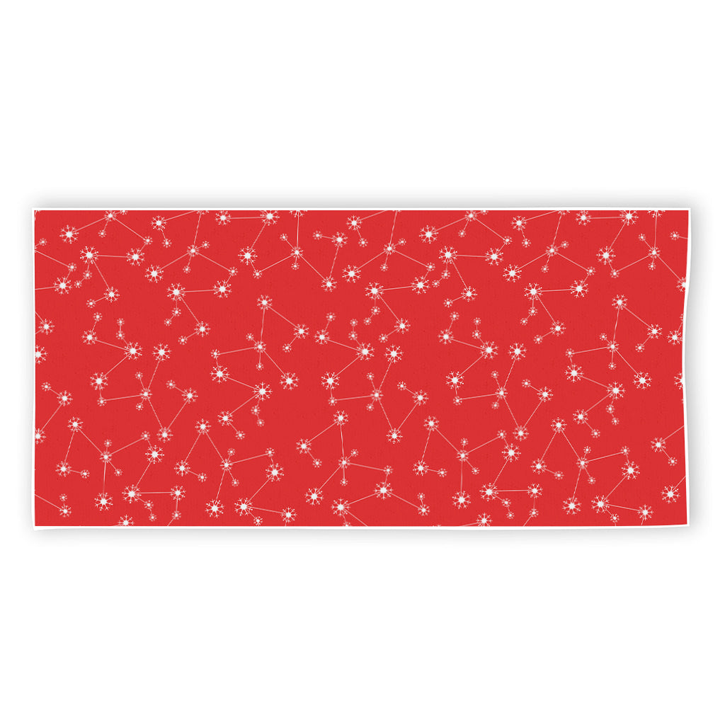 Red And White Snowflake Pattern Print Beach Towel