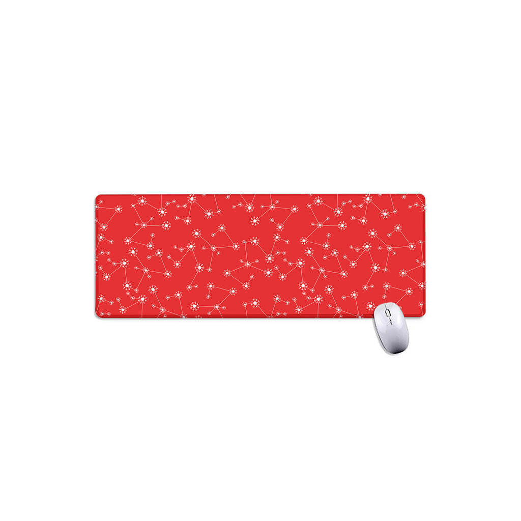 Red And White Snowflake Pattern Print Extended Mouse Pad