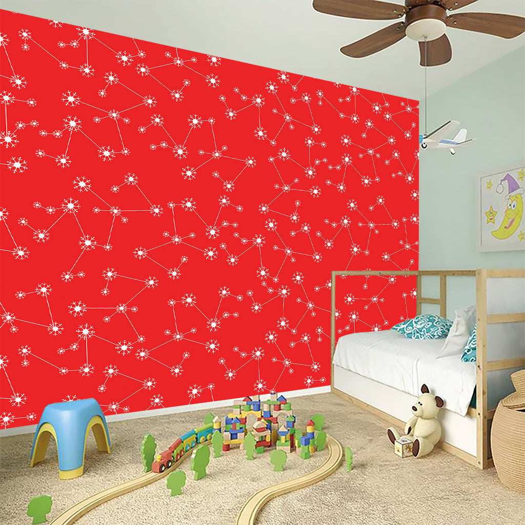Red And White Snowflake Pattern Print Wall Sticker