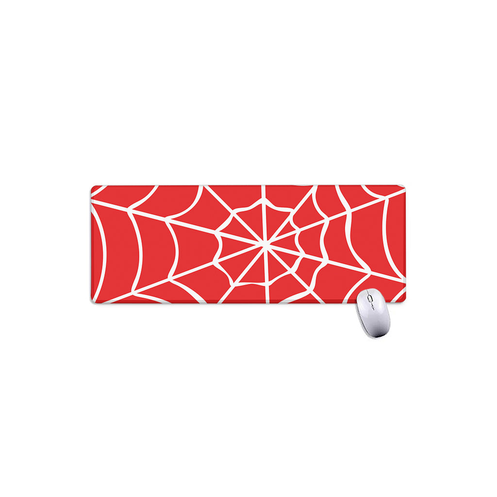 Red And White Spider Web Pattern Print Extended Mouse Pad