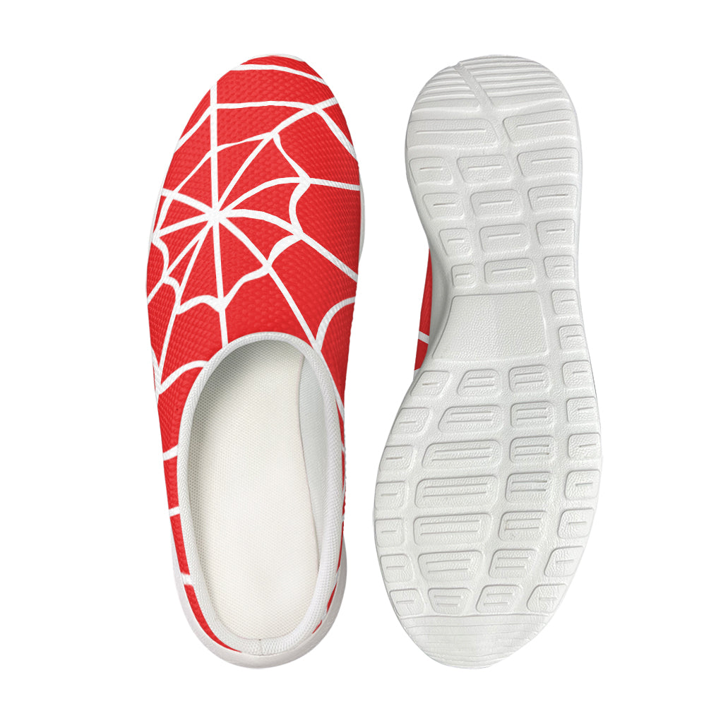 Red And White Spider Web Pattern Print Mesh Casual Shoes