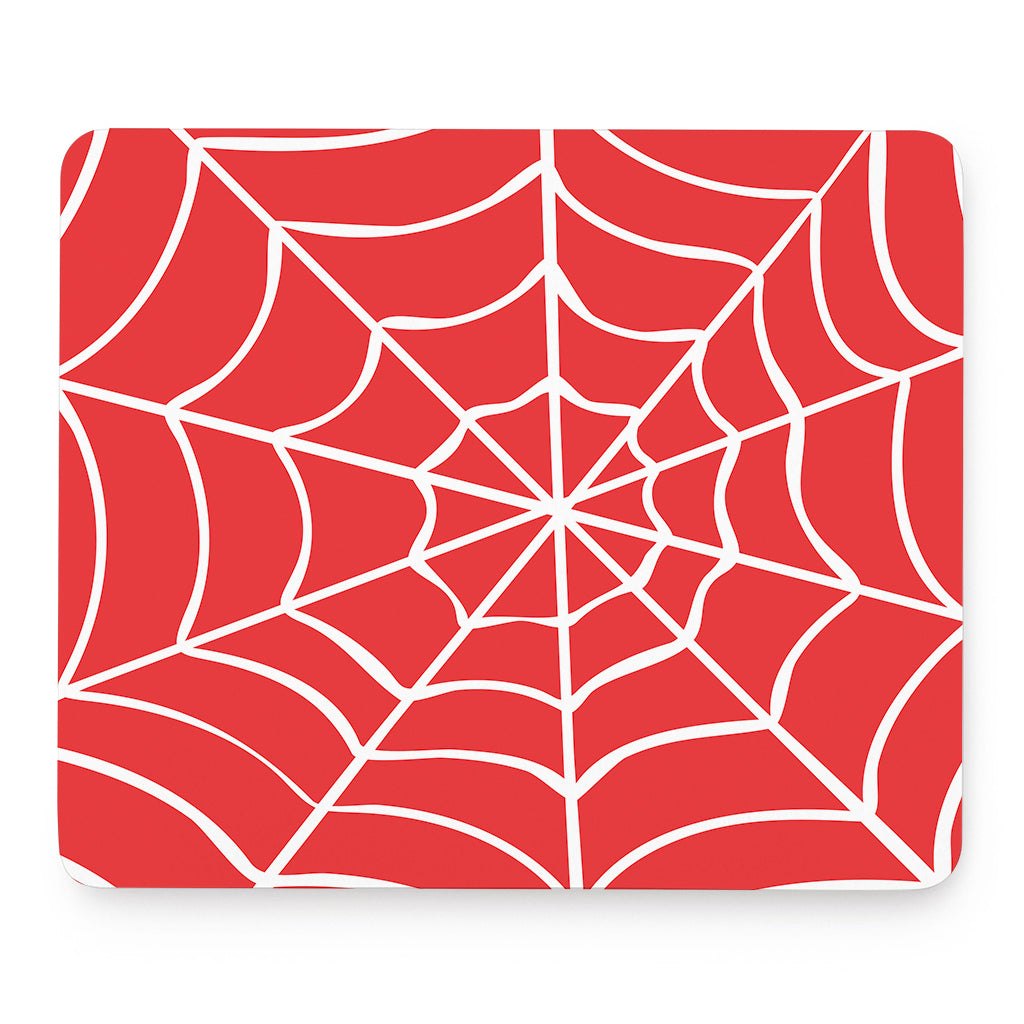 Red And White Spider Web Pattern Print Mouse Pad