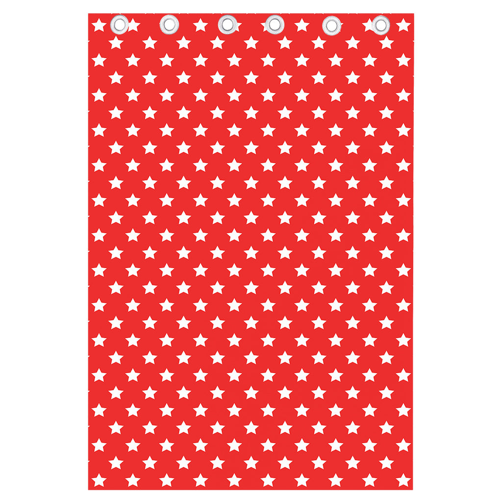 Red And White Star Pattern Print Curtain
