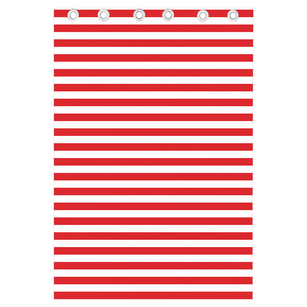 Red And White Striped Pattern Print Curtain