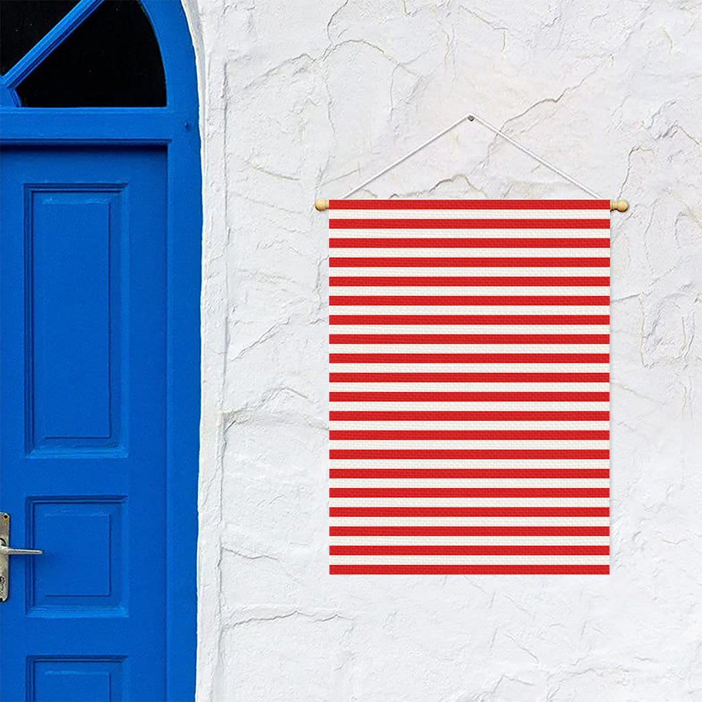 Red And White Striped Pattern Print Garden Flag