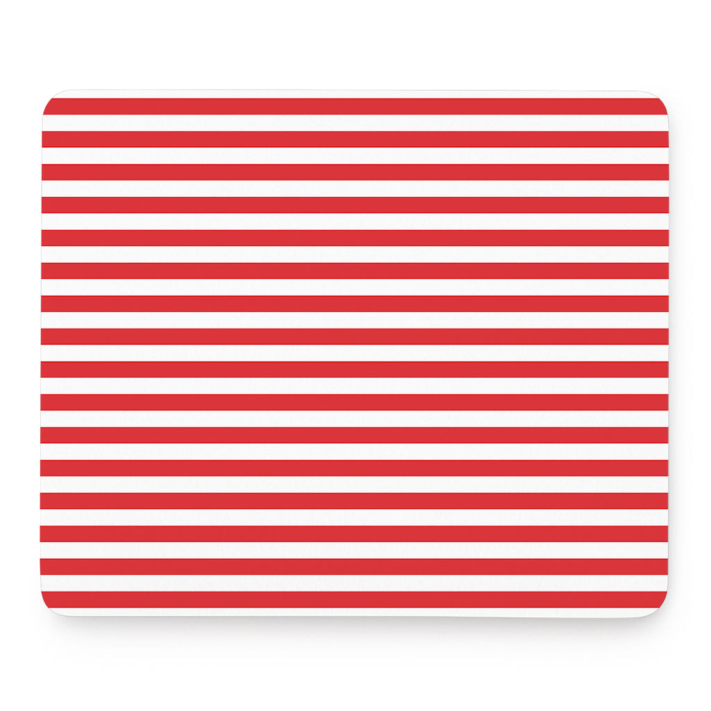 Red And White Striped Pattern Print Mouse Pad
