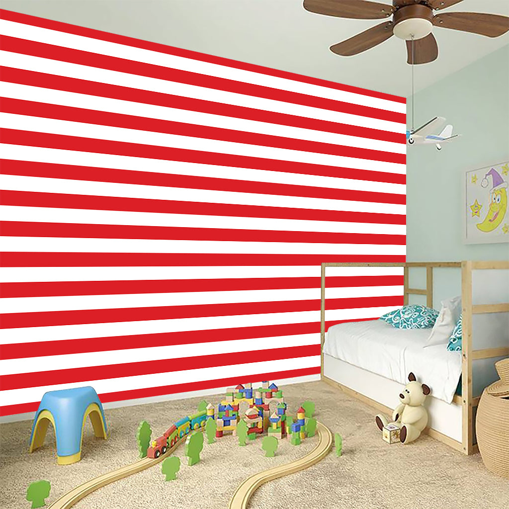 Red And White Striped Pattern Print Wall Sticker
