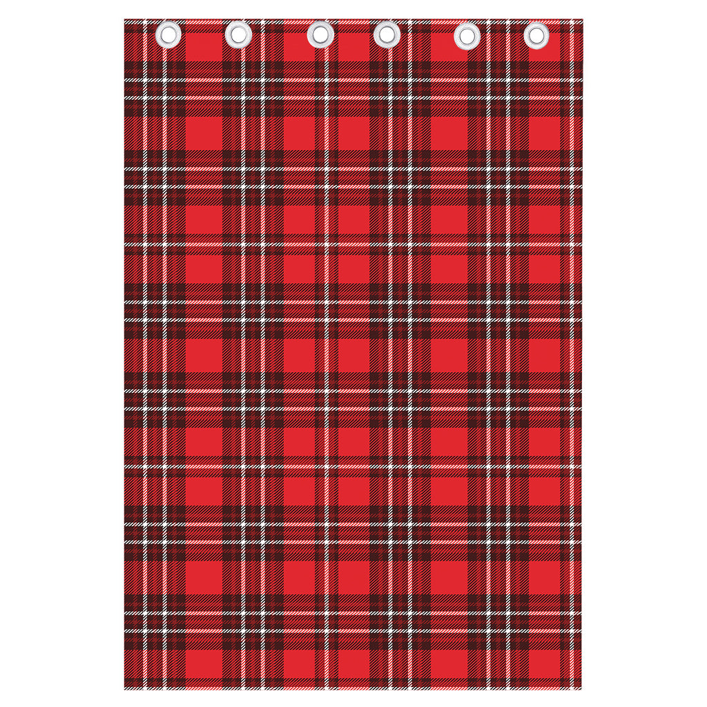 Red And White Tartan Pattern Print Curtain