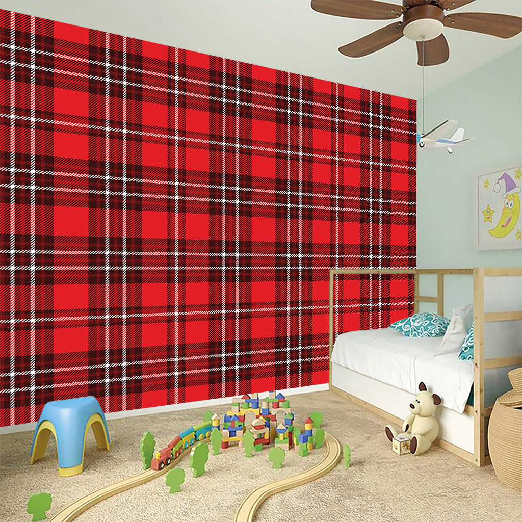 Red And White Tartan Pattern Print Wall Sticker