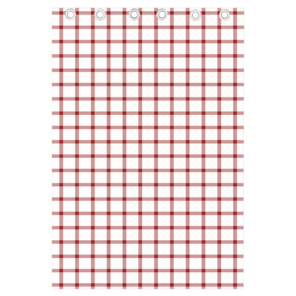 Red And White Tattersall Pattern Print Curtain