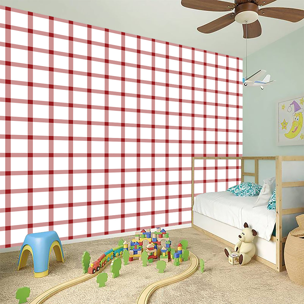 Red And White Tattersall Pattern Print Wall Sticker
