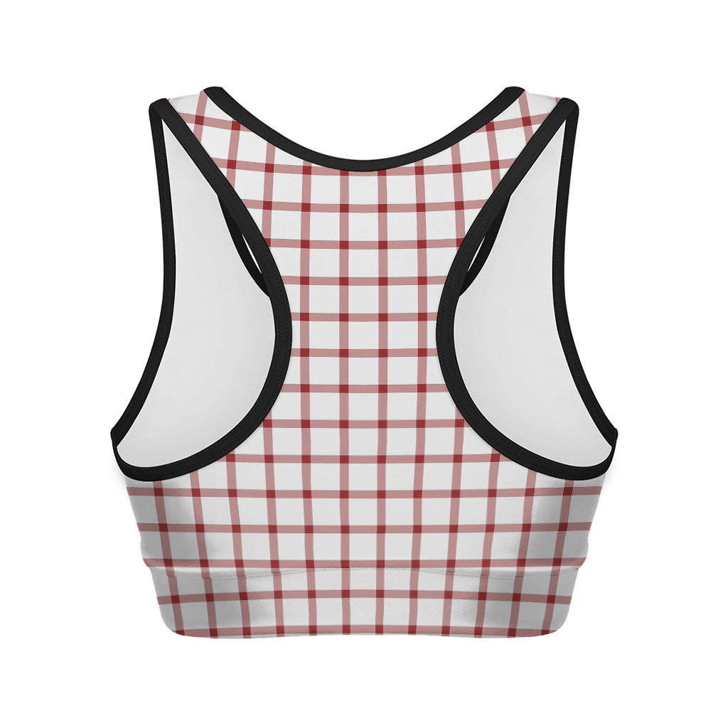 Red And White Tattersall Pattern Print Women's Sports Bra