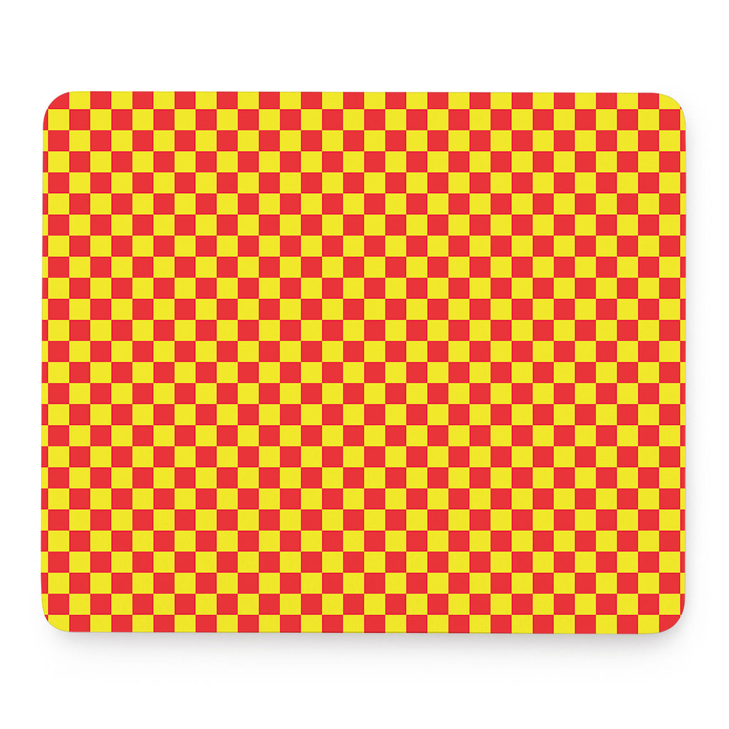 Red And Yellow Checkered Pattern Print Mouse Pad