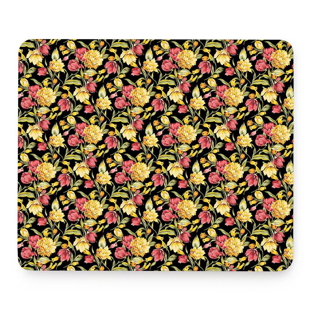 Red And Yellow Flowers Print Mouse Pad
