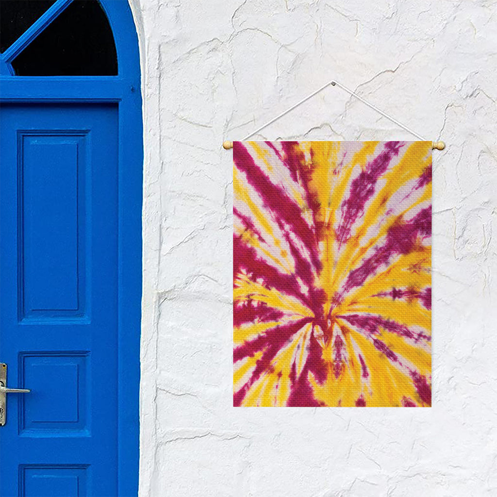 Red And Yellow Spider Tie Dye Print Garden Flag