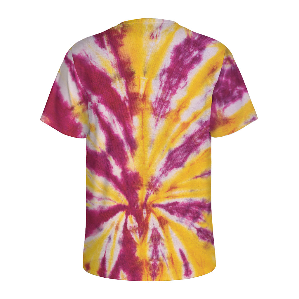 Red And Yellow Spider Tie Dye Print Men's Sports T-Shirt
