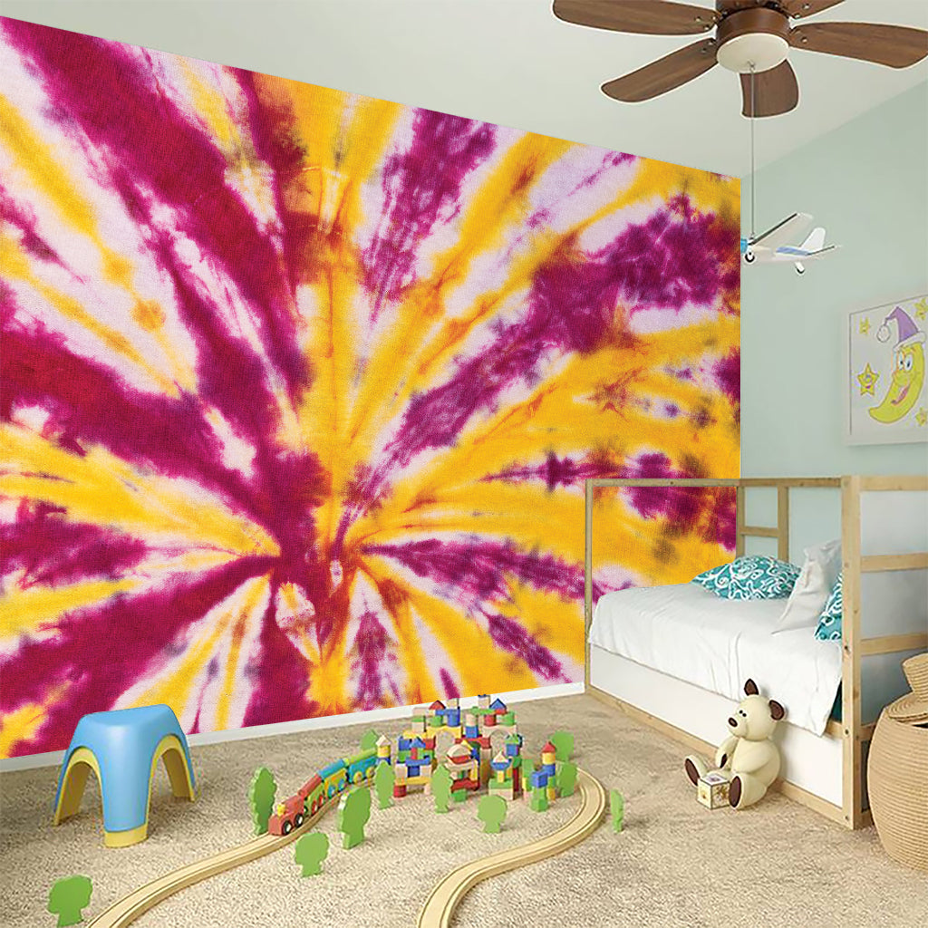 Red And Yellow Spider Tie Dye Print Wall Sticker