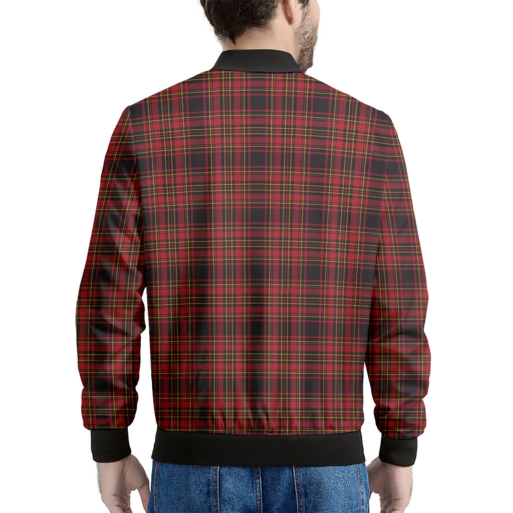 Red And Yellow Tartan Pattern Print Men's Bomber Jacket