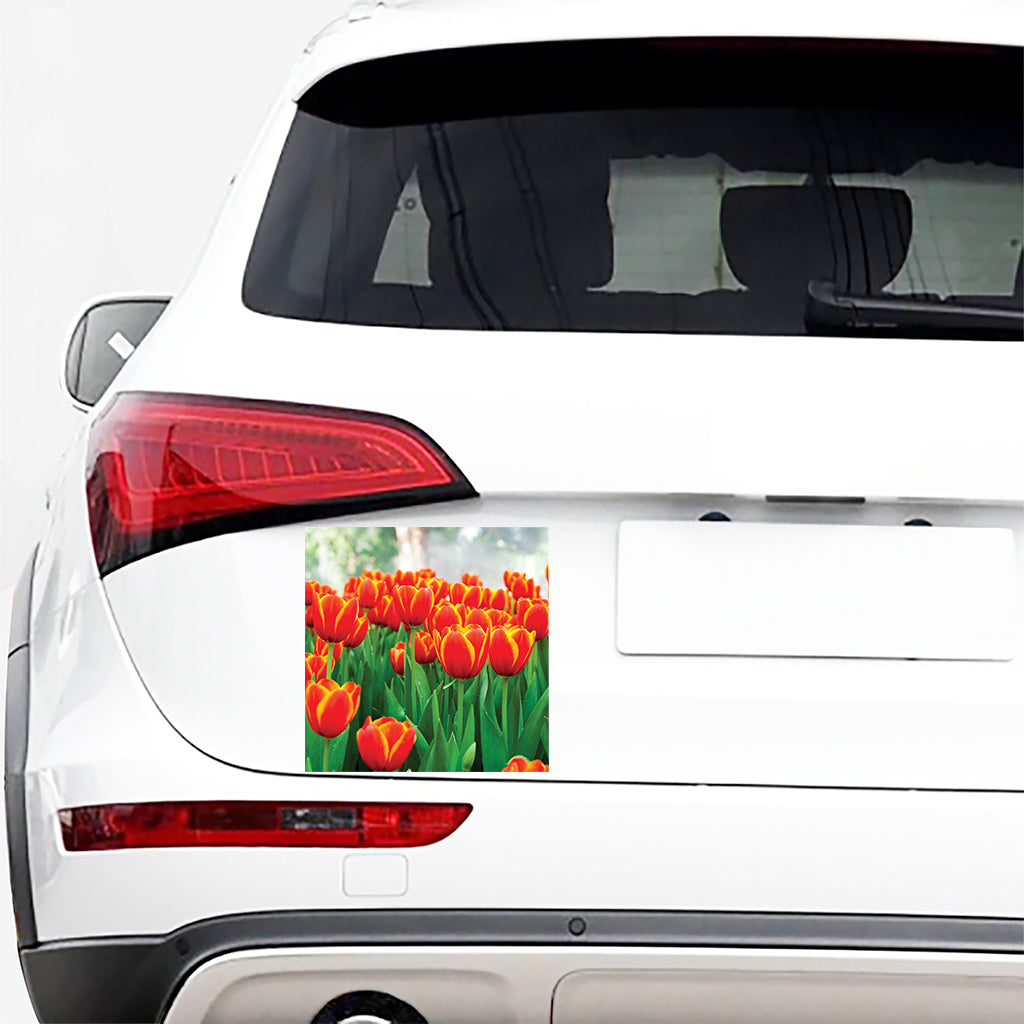 Red And Yellow Tulip Print Car Sticker
