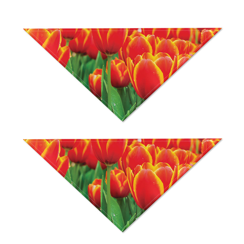 Red And Yellow Tulip Print Dog Bandana