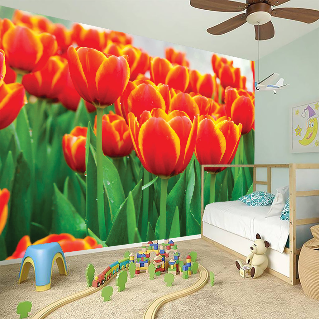 Red And Yellow Tulip Print Wall Sticker