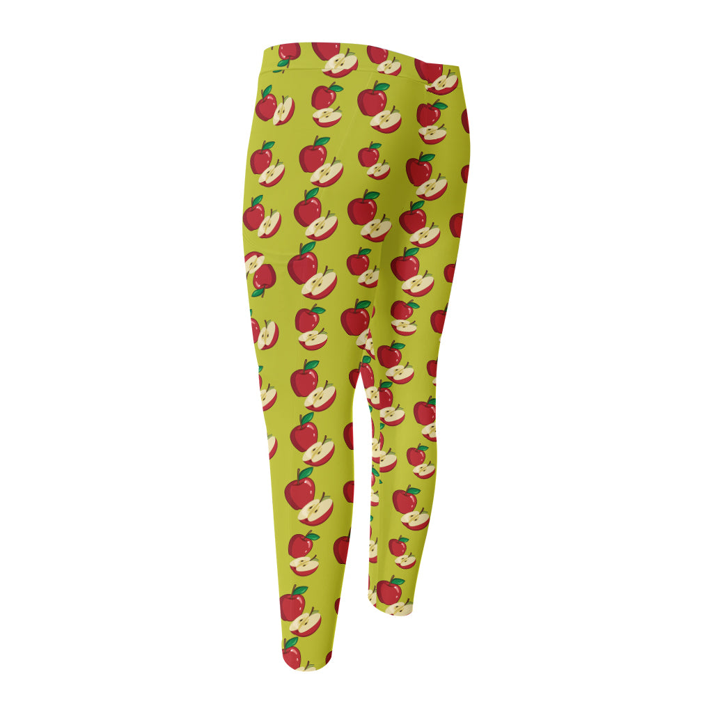 Red Apple Fruit Pattern Print Men's Compression Pants