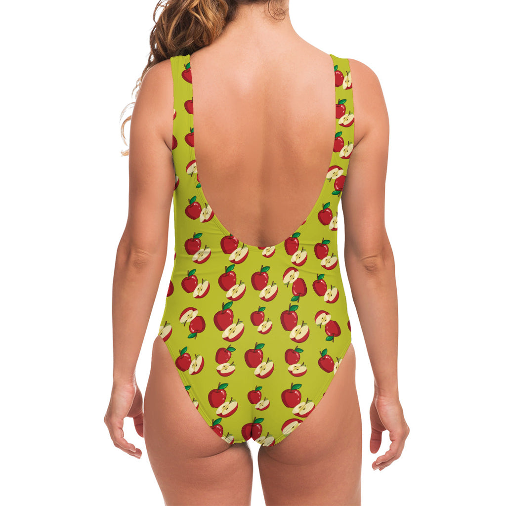Red Apple Fruit Pattern Print One Piece Swimsuit