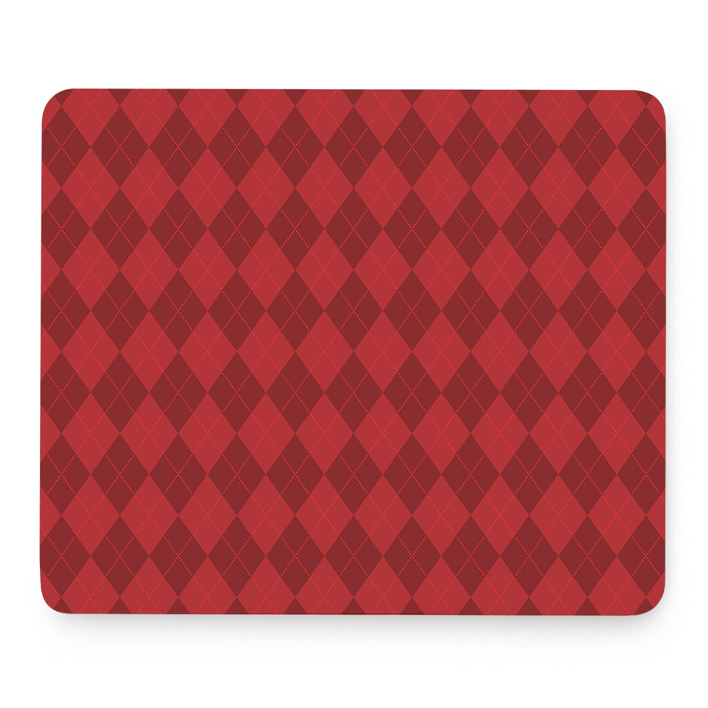 Red Argyle Pattern Print Mouse Pad