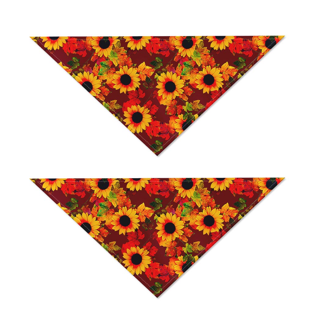 Red Autumn Sunflower Pattern Print Dog Bandana