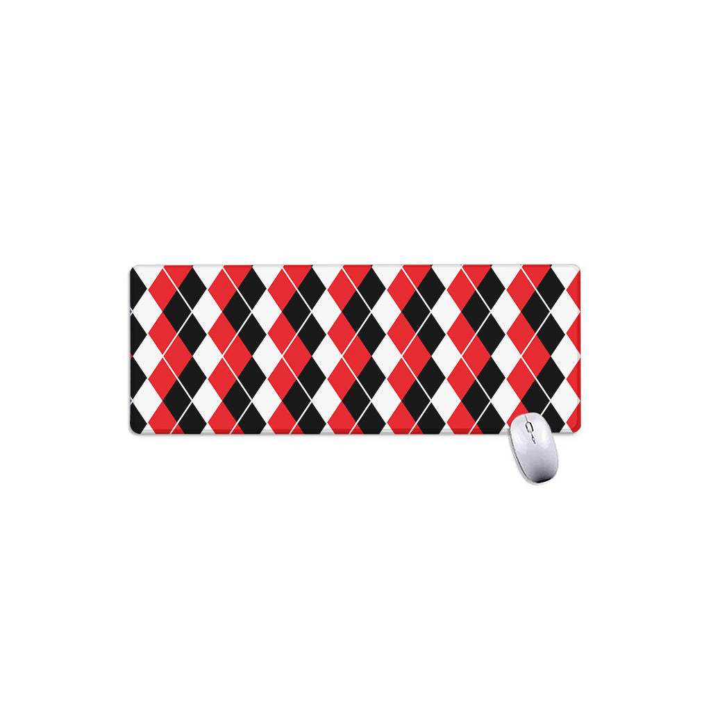 Red Black And White Argyle Print Extended Mouse Pad