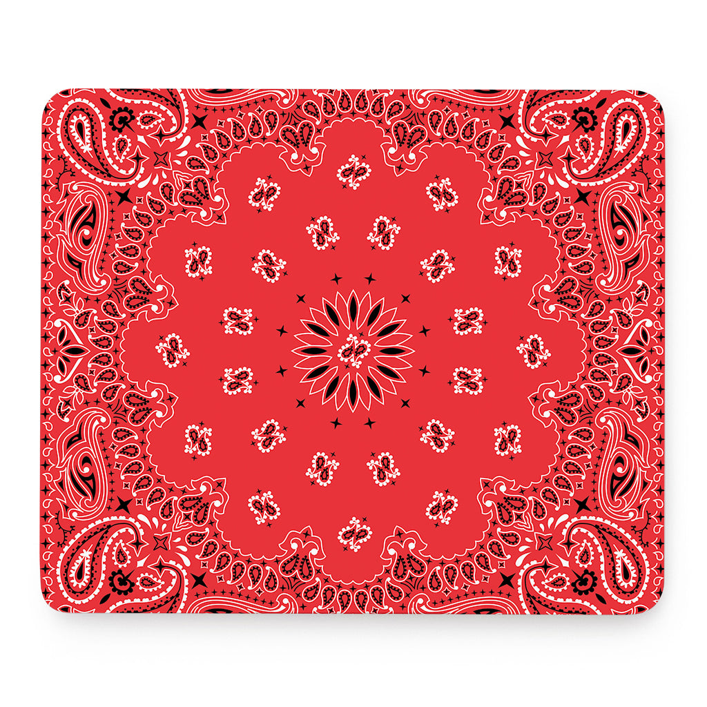 Red Black And White Bandana Print Mouse Pad