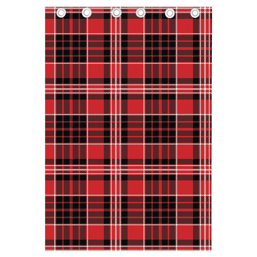 Red Black And White Scottish Plaid Print Curtain