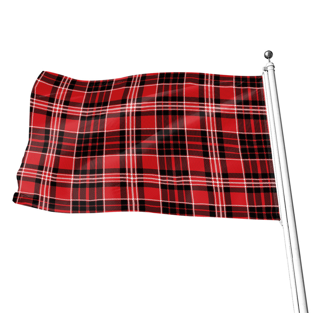 Red Black And White Scottish Plaid Print Flag