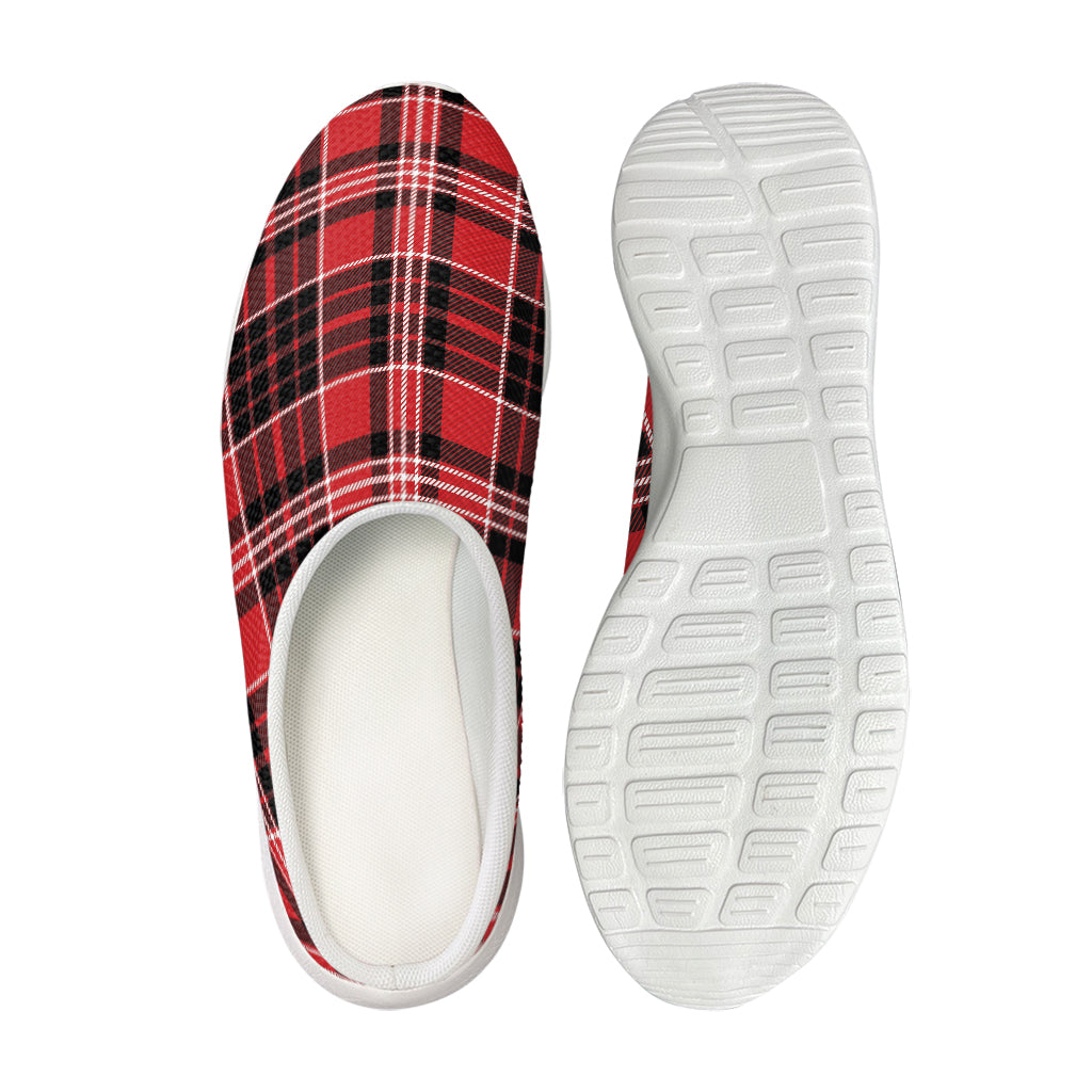 Red Black And White Scottish Plaid Print Mesh Casual Shoes