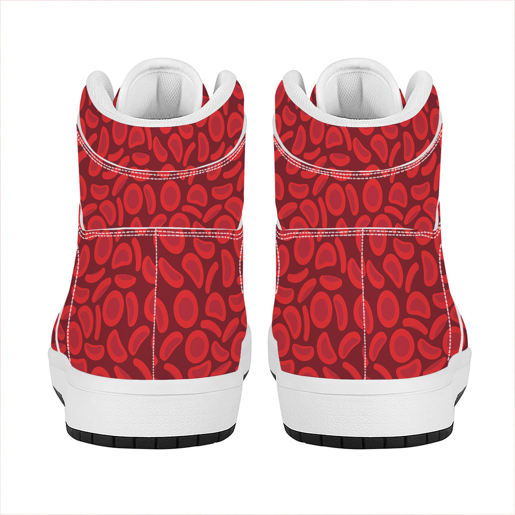 Red Blood Cells Pattern Print High Top Leather Sneakers
