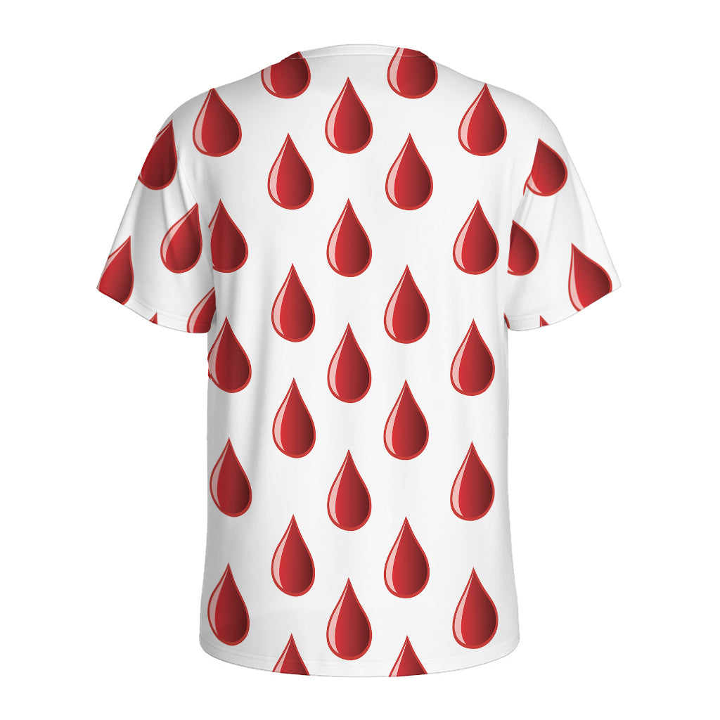 Red Blood Drop Pattern Print Men's Sports T-Shirt