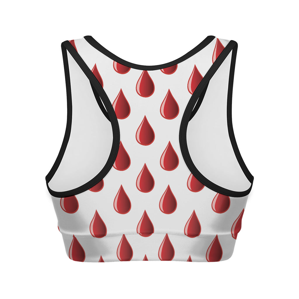 Red Blood Drop Pattern Print Women's Sports Bra